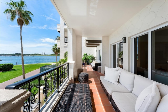 balcony with a water view