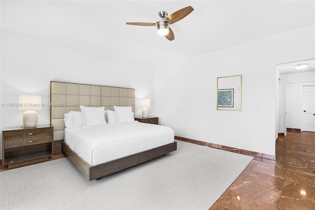 bedroom featuring ceiling fan