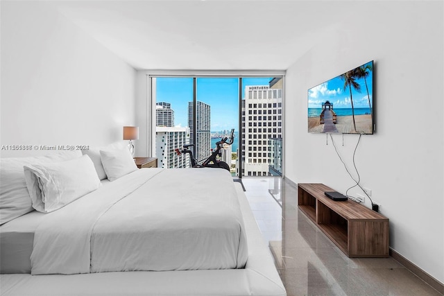 bedroom featuring access to exterior and expansive windows