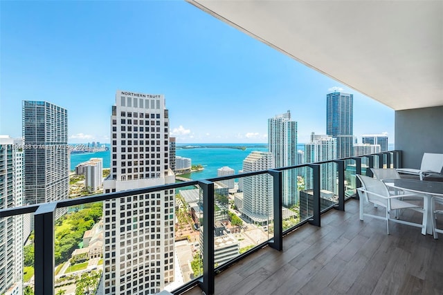 balcony with a water view