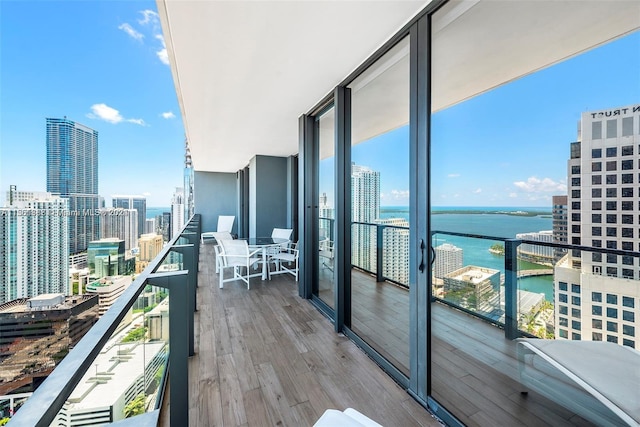 balcony with a water view