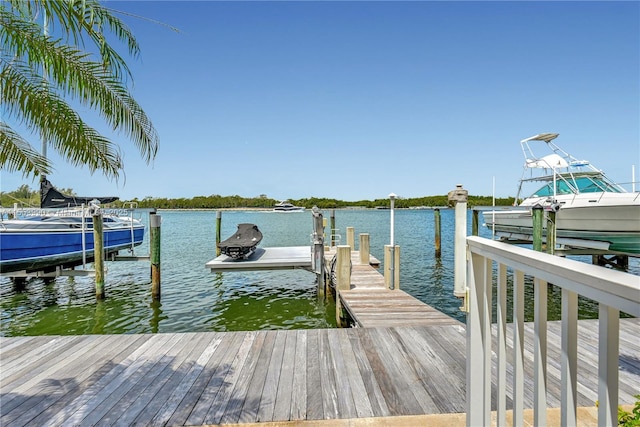 view of dock featuring a water view