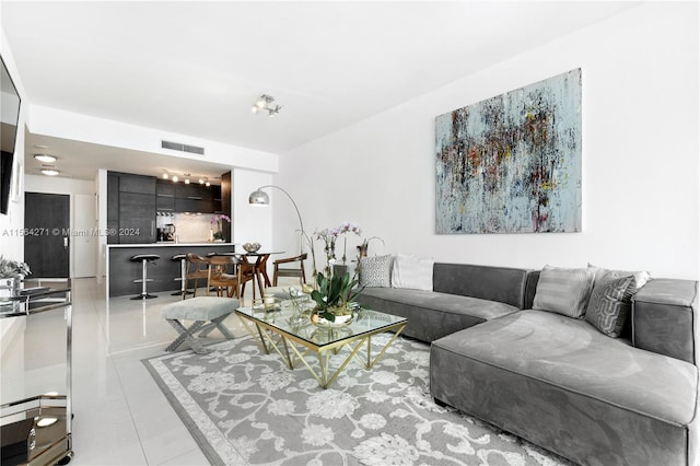 view of tiled living room