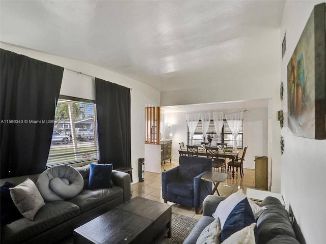 view of tiled living room