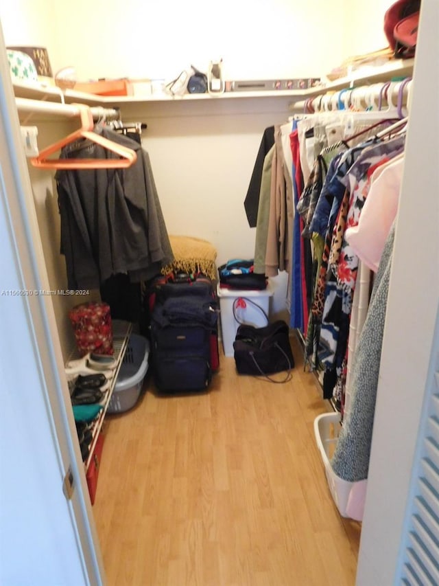 walk in closet featuring hardwood / wood-style flooring