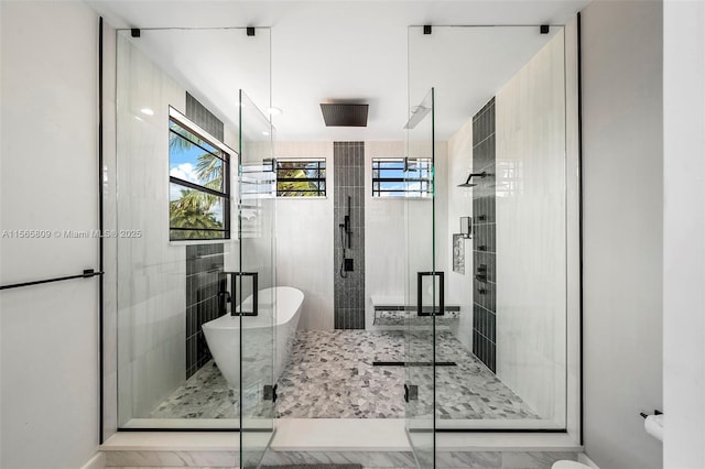 bathroom with plus walk in shower