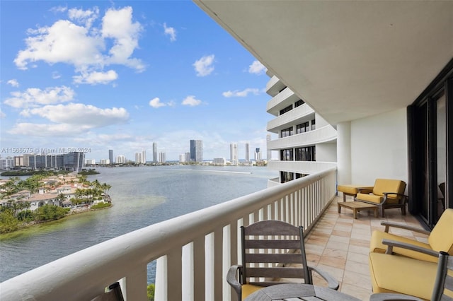 balcony with a water view