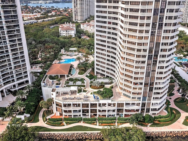 exterior space with a water view