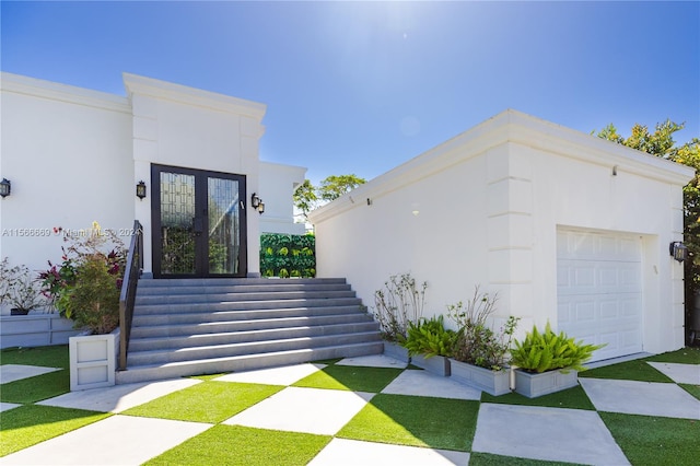 view of property exterior featuring a garage