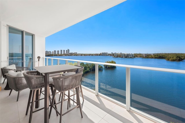 balcony with a water view