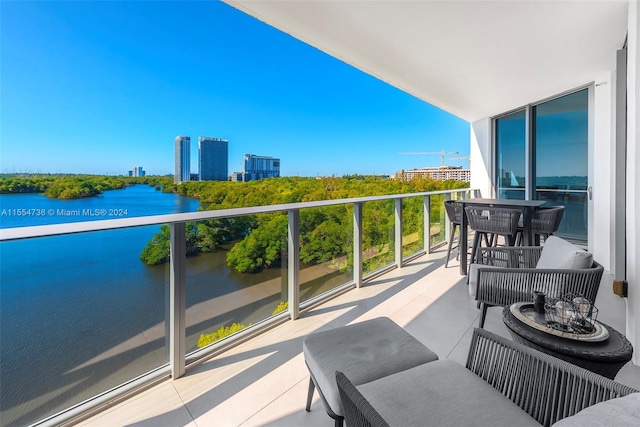 balcony with a water view