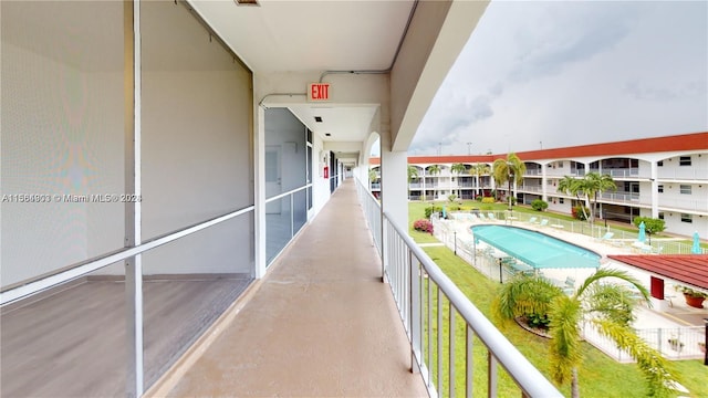 balcony with a community pool