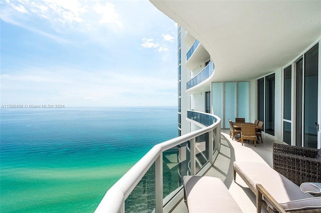 balcony with a water view