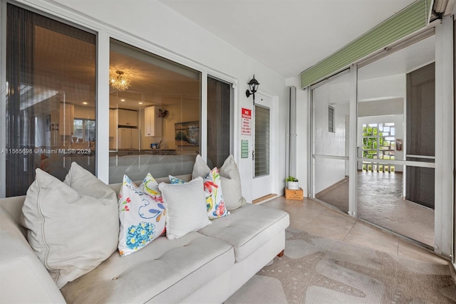 view of tiled living room