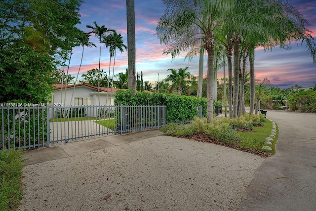 view of gate at dusk