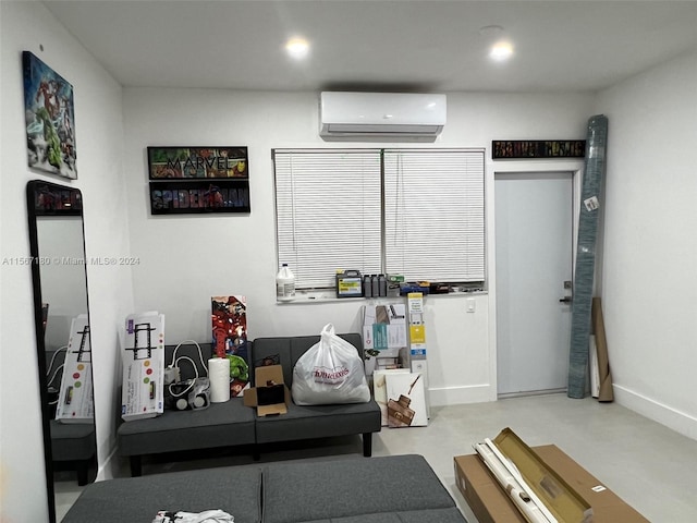 interior space with a wall mounted AC