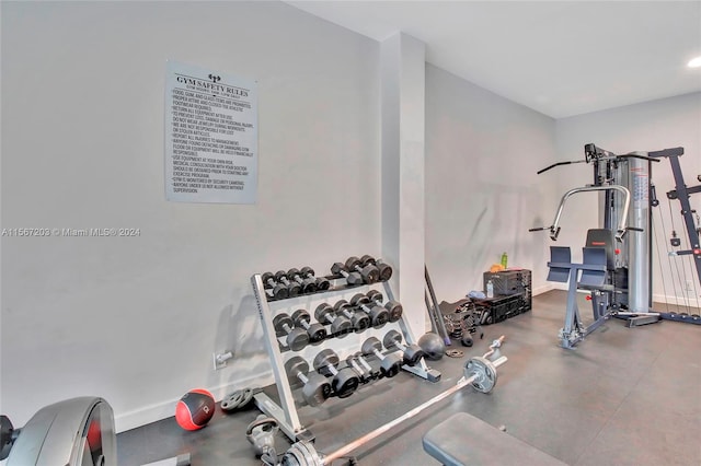 view of workout area