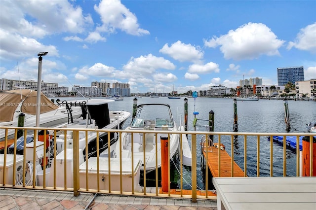 view of dock featuring a water view