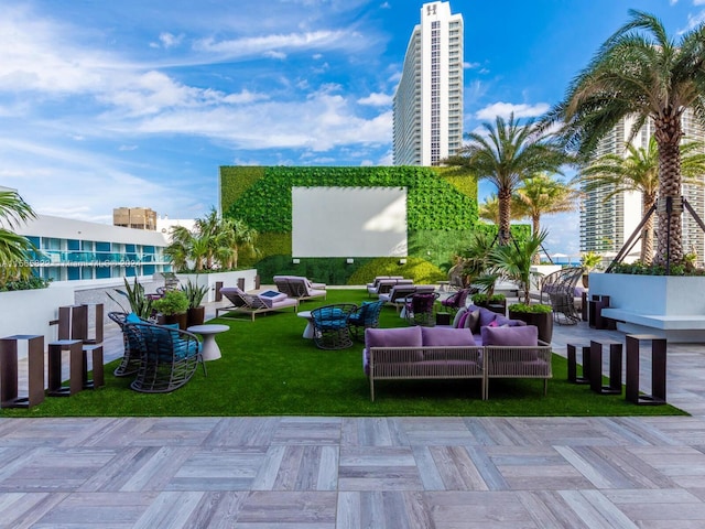 view of patio featuring an outdoor hangout area