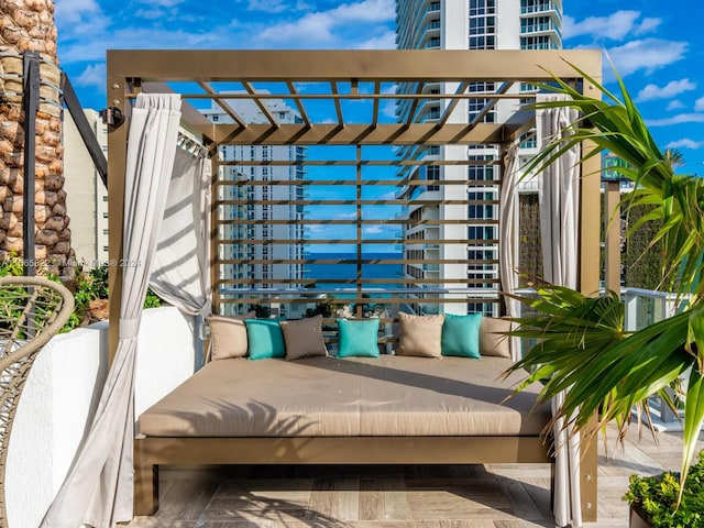 wooden terrace featuring a pergola