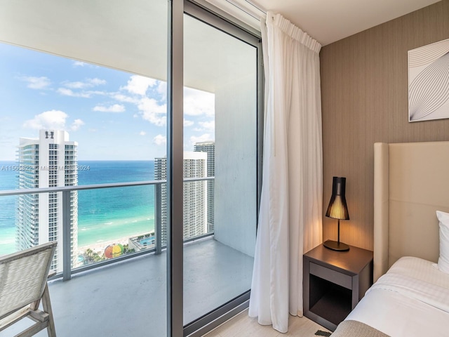 bedroom with a water view