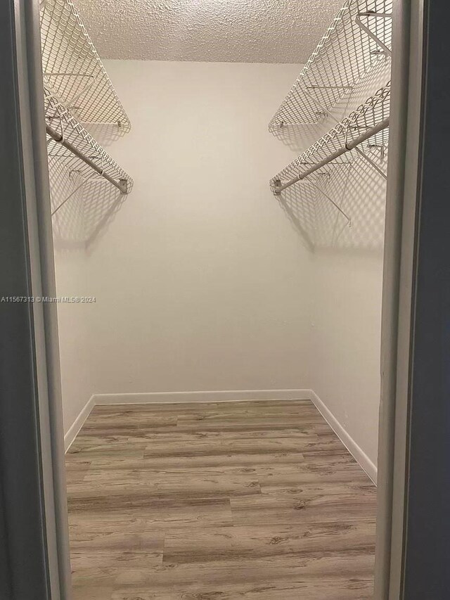 walk in closet with hardwood / wood-style floors