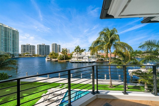 balcony with a water view