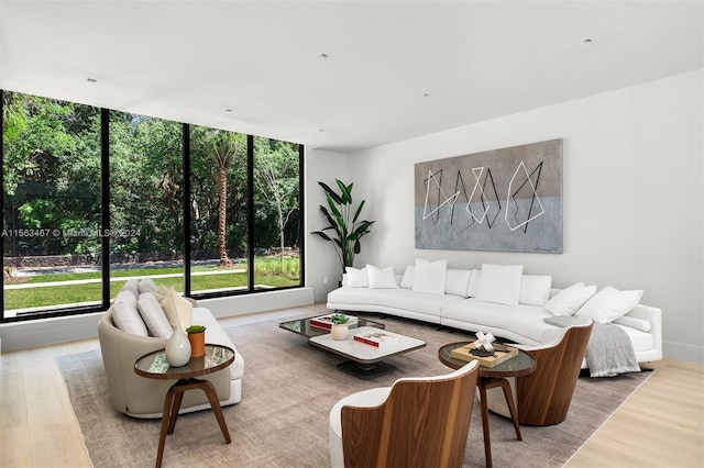 living room with hardwood / wood-style flooring