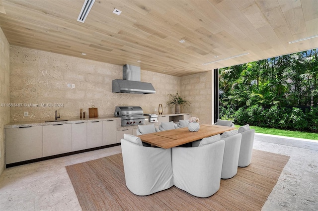 dining area featuring sink