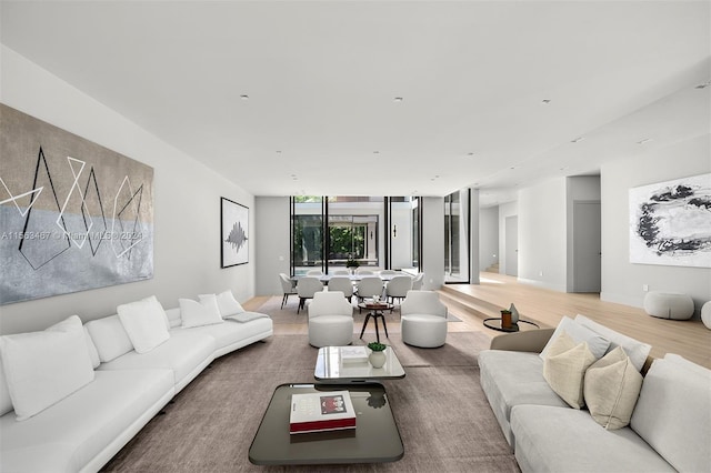 living room with hardwood / wood-style flooring