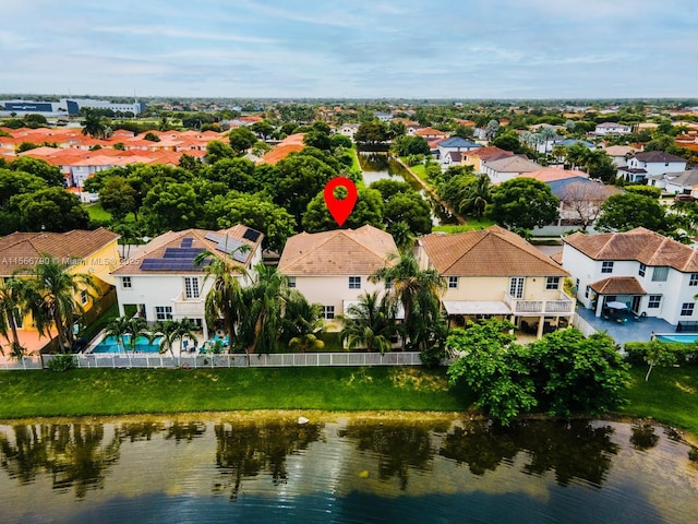 bird's eye view featuring a water view