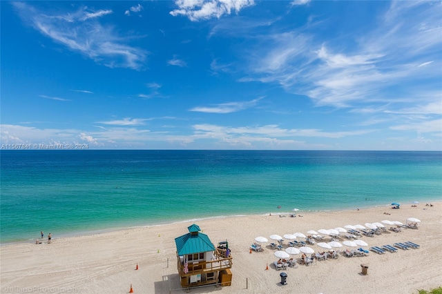 property view of water featuring a view of the beach