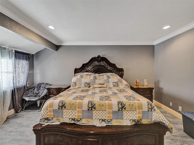 bedroom featuring ornamental molding