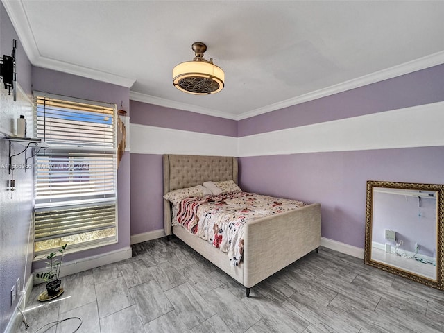 bedroom with ornamental molding