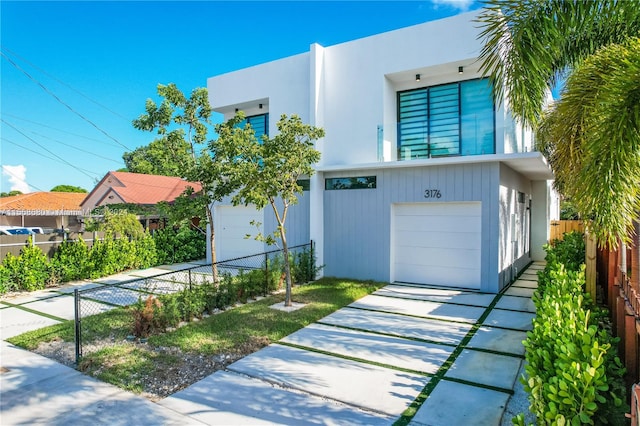 contemporary home featuring a garage