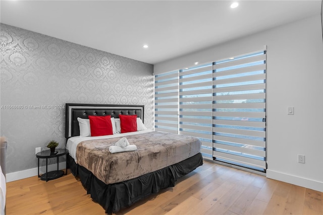 bedroom featuring light hardwood / wood-style flooring