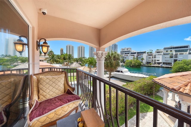 balcony with a water view