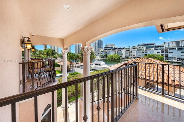 balcony with a water view