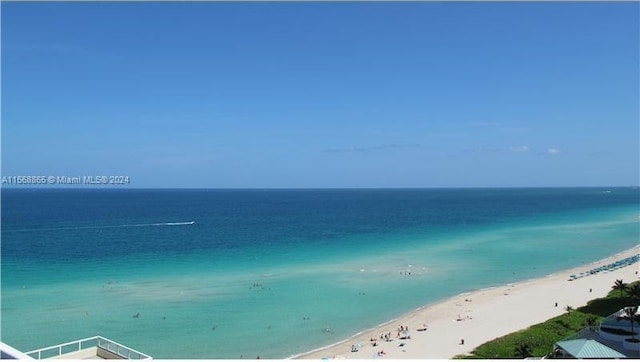 property view of water featuring a view of the beach