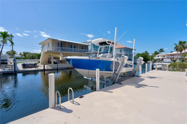 view of dock featuring a water view