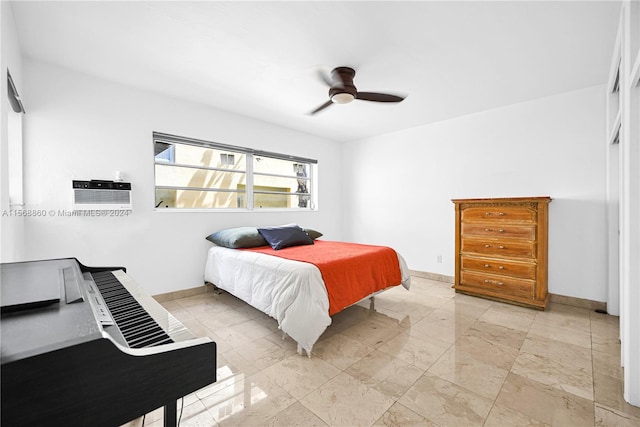 bedroom featuring ceiling fan