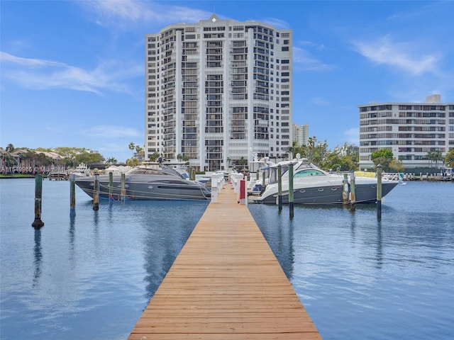 view of dock featuring a water view