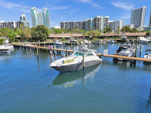 view of dock featuring a water view