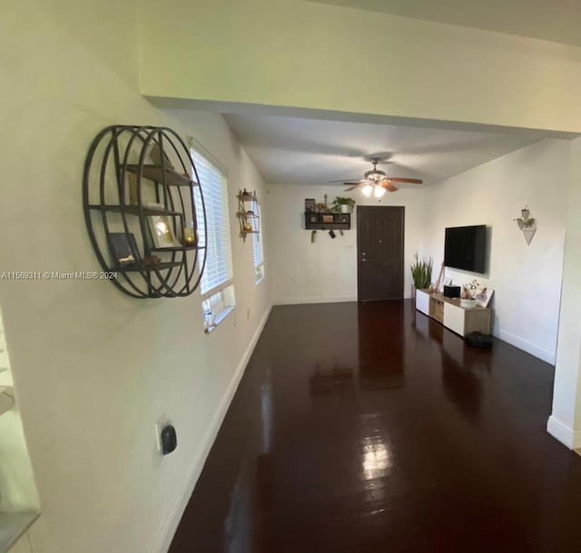 dining space featuring ceiling fan