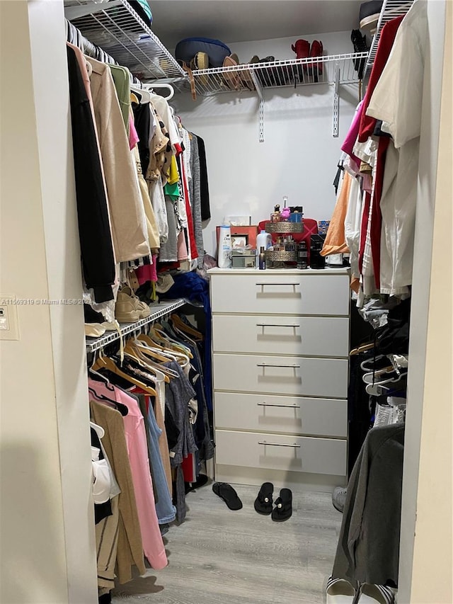 spacious closet with light wood-type flooring