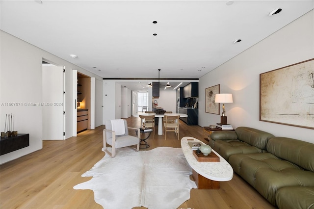 living room with light wood-type flooring