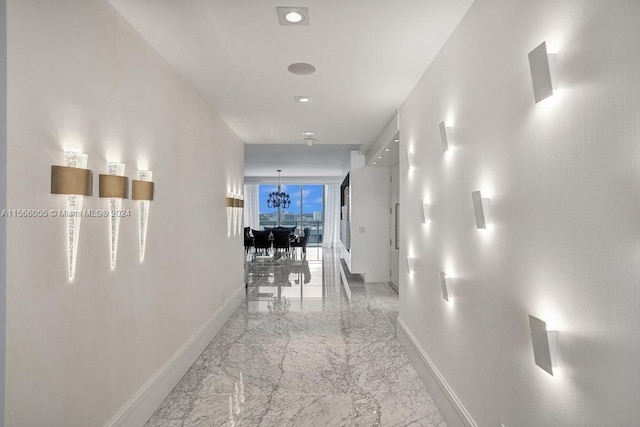 hallway with light tile floors