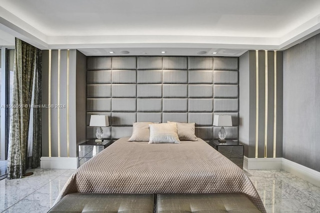 bedroom featuring tile floors