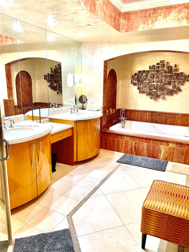 bathroom featuring tile floors and vanity