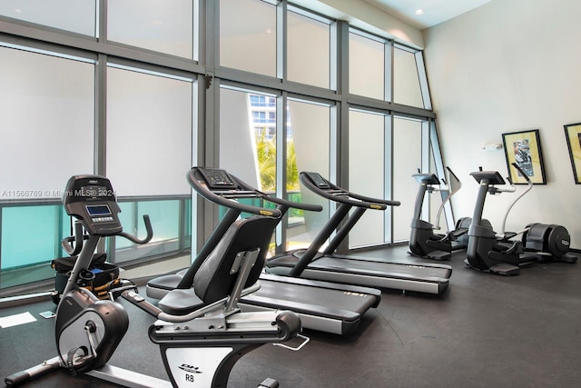 gym featuring expansive windows